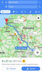 Route van Steinach naar huis